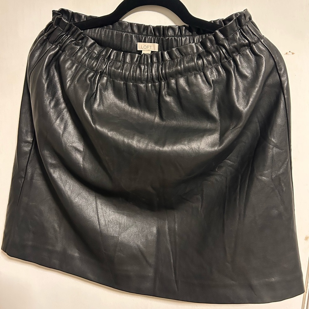 LOFT Charcoal Faux Leather Mini Skirt
